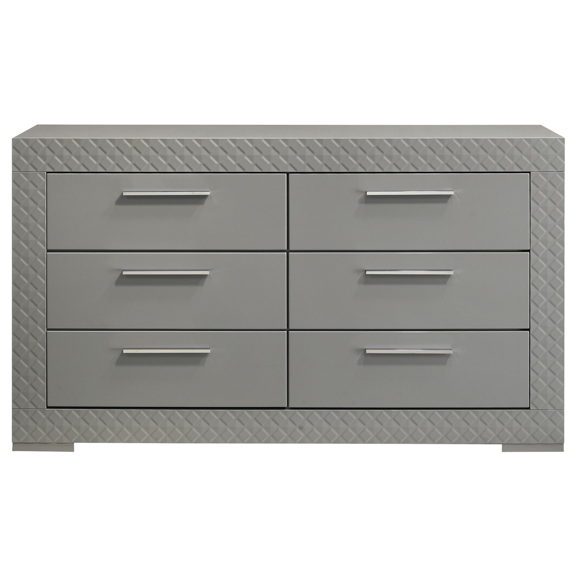 Pierce Grey High Gloss 6-drawer Dresser Cabinet
