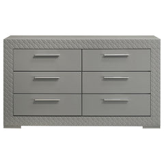 Pierce Grey High Gloss 6-drawer Dresser Cabinet