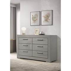 Pierce Grey High Gloss 6-drawer Dresser Cabinet