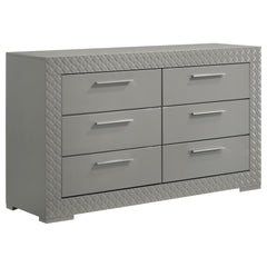 Pierce Grey High Gloss 6-drawer Dresser Cabinet
