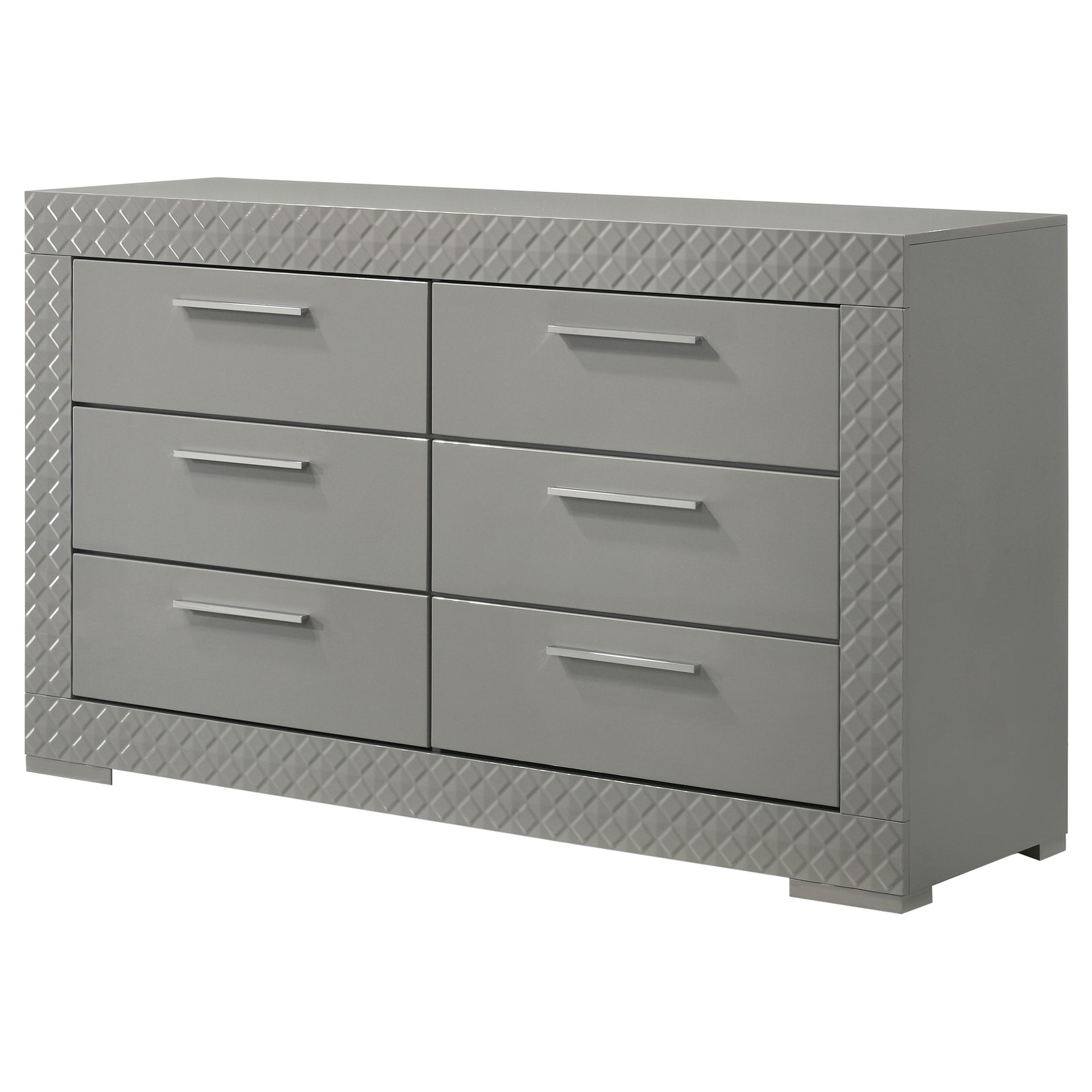 Pierce Grey High Gloss 6-drawer Dresser Cabinet