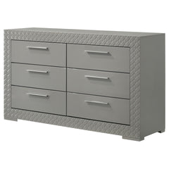 Pierce Grey High Gloss 6-drawer Dresser Cabinet