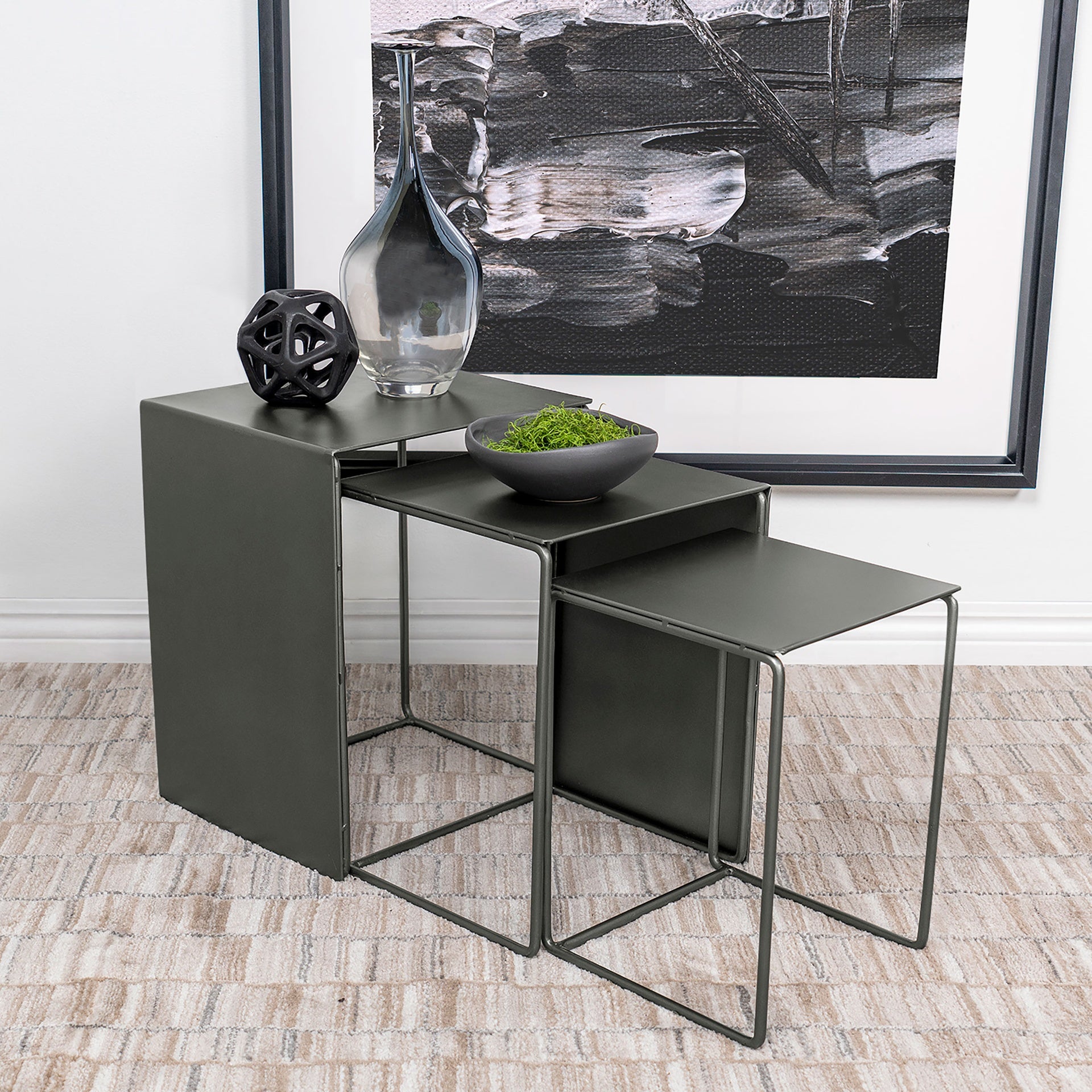 Vestal Grey 3-piece Rectangular Metal Table Set