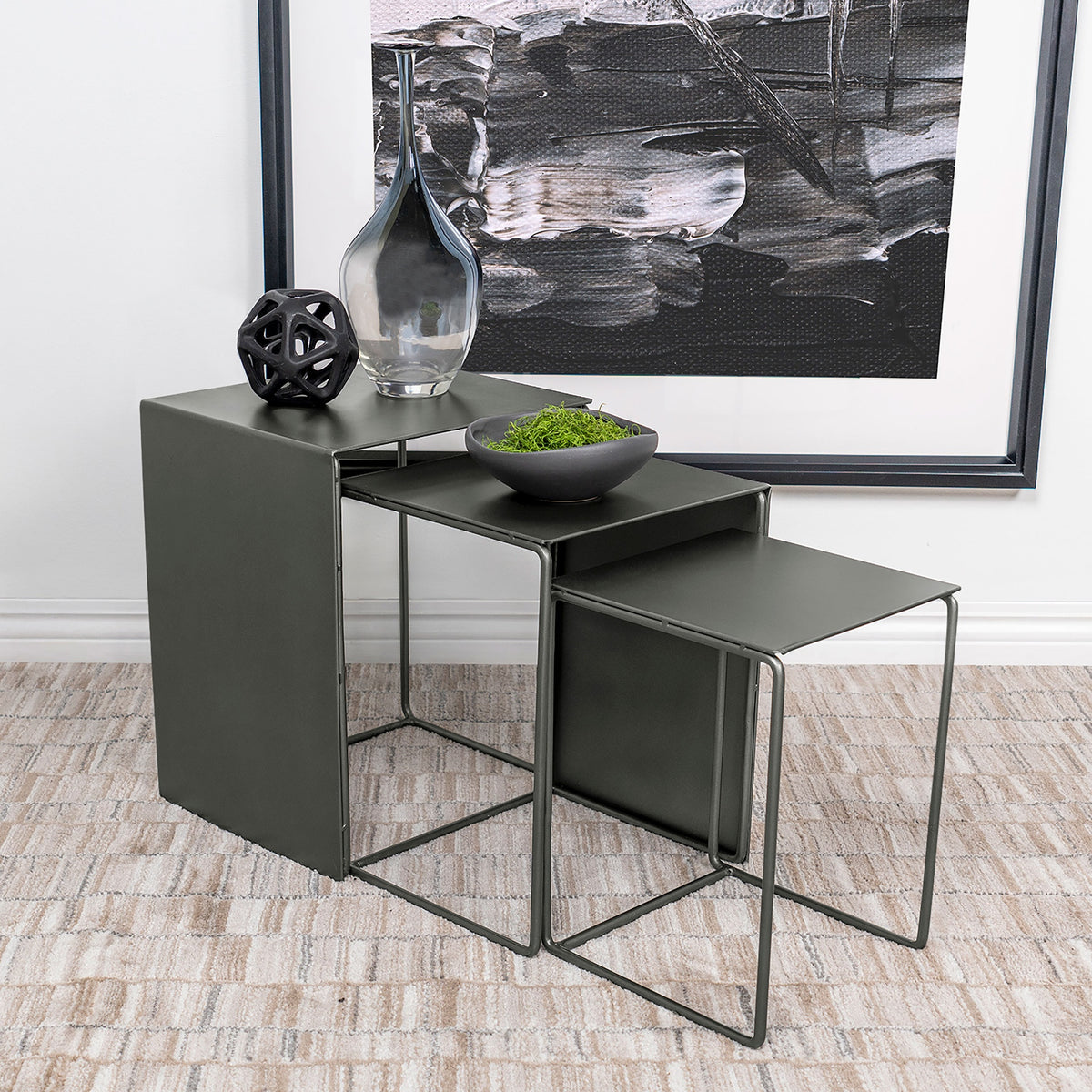 Vestal Grey 3-piece Rectangular Metal Table Set