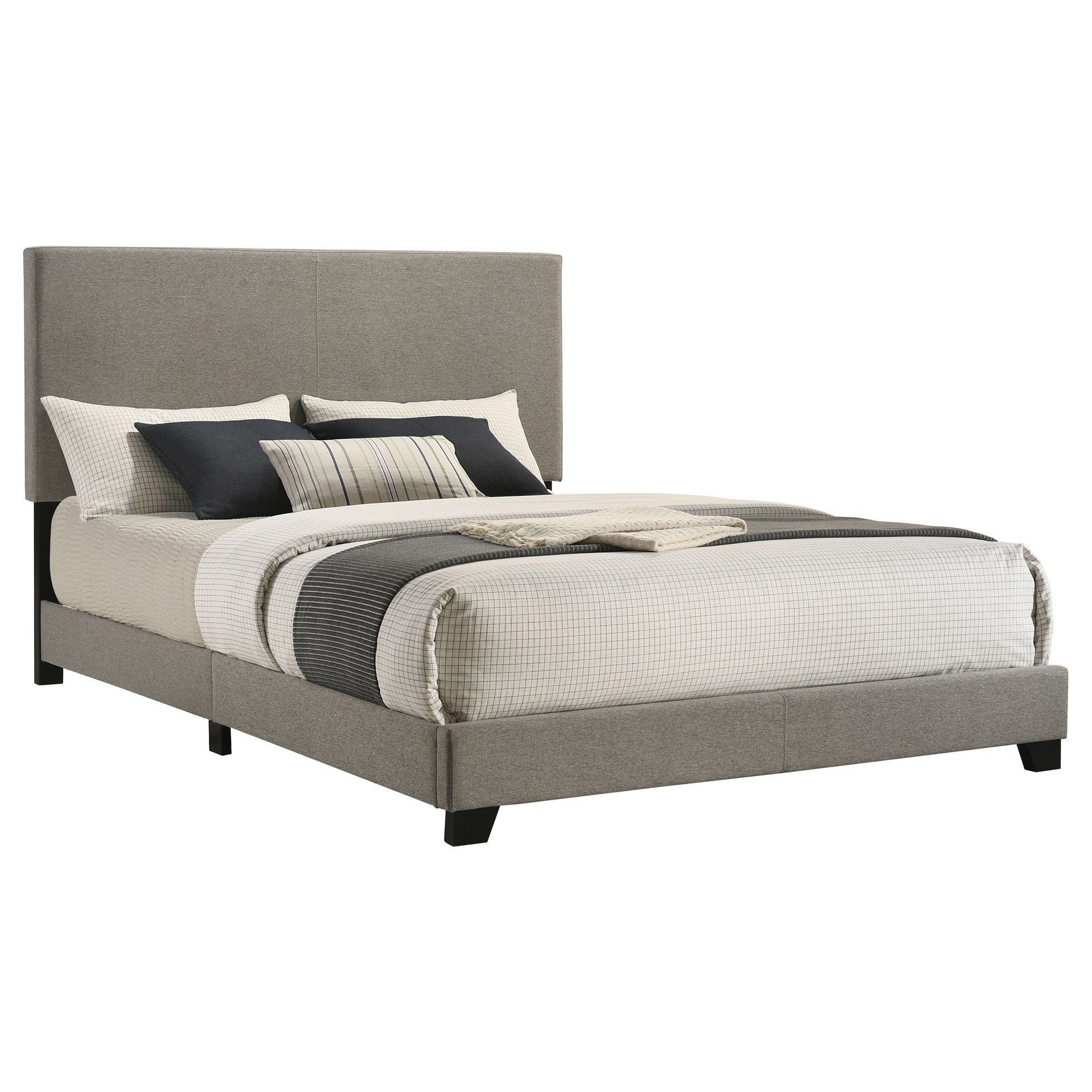 Efram Taupe Upholstered Queen Panel Bed