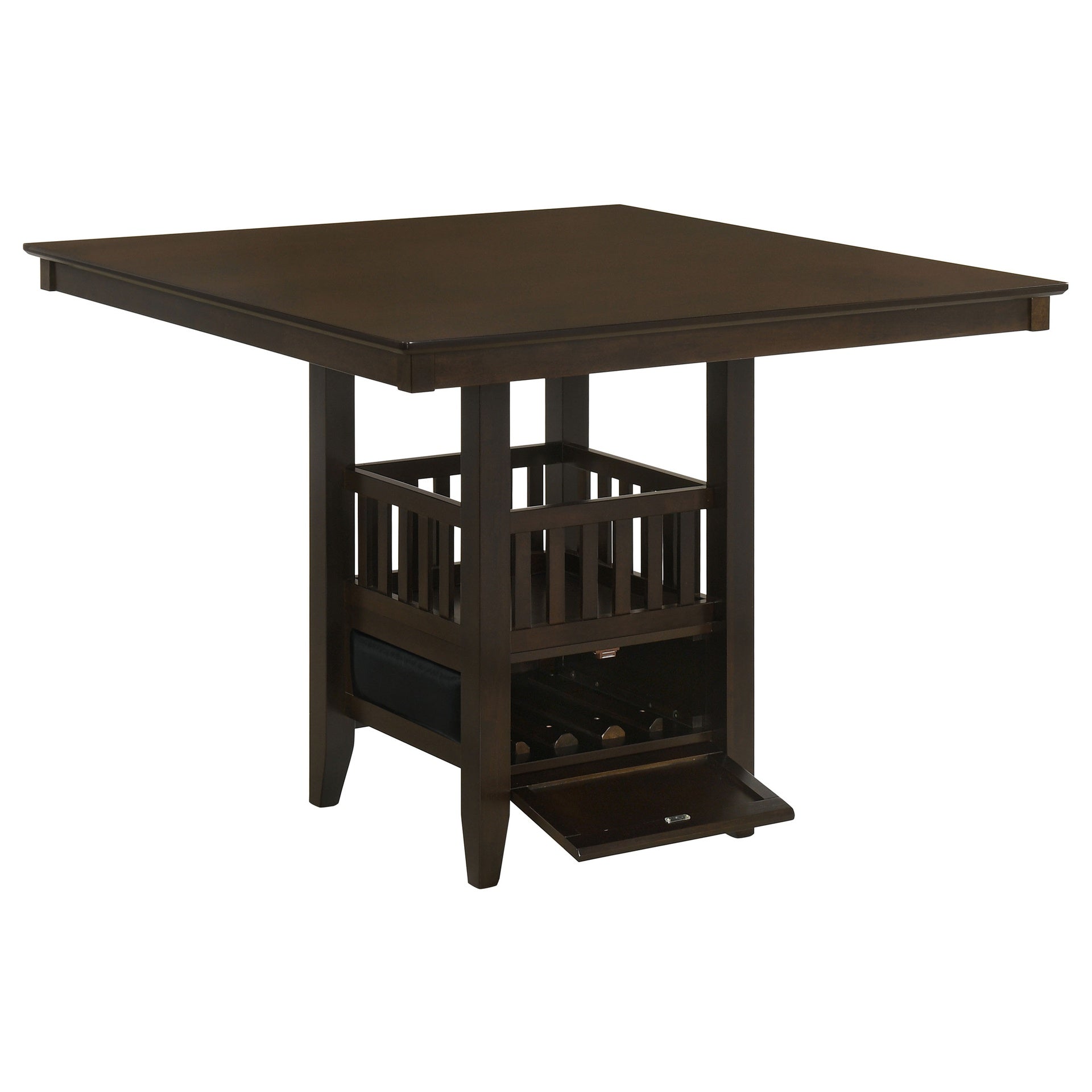 Finley Espresso Square Counter Height Table with Storage Pedestal