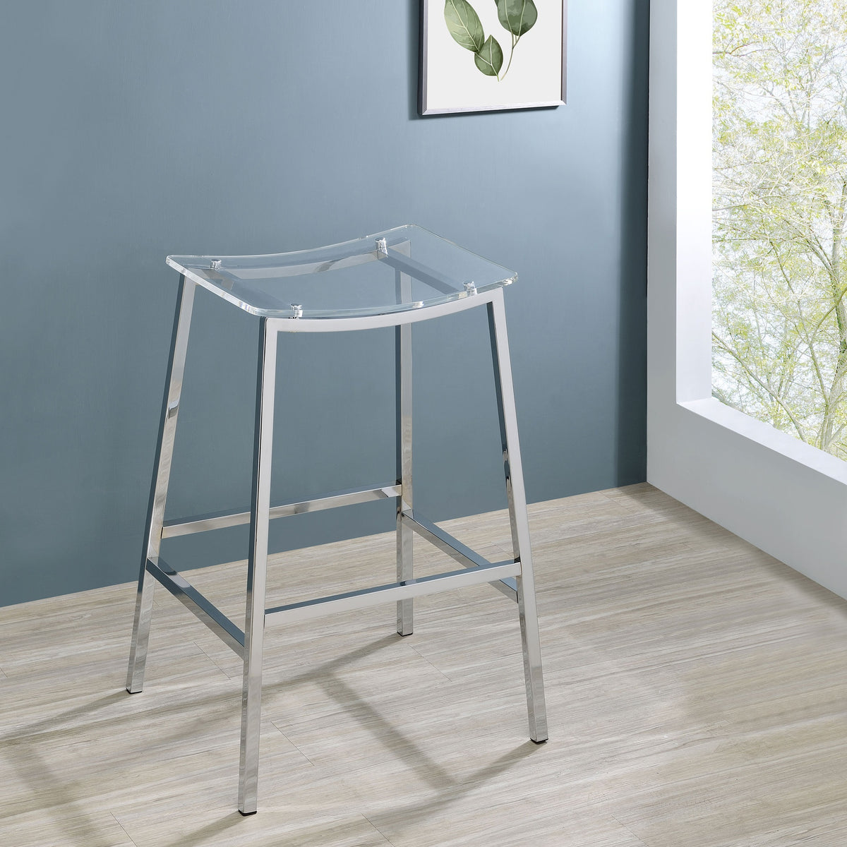 Staten Chrome Backless Bar Stool (Set of 2)