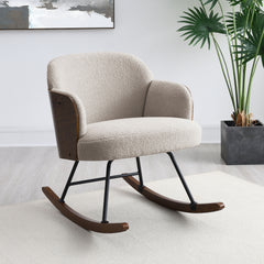 Valera Beige Boucle Upholstered Mid Back Rocking Chair