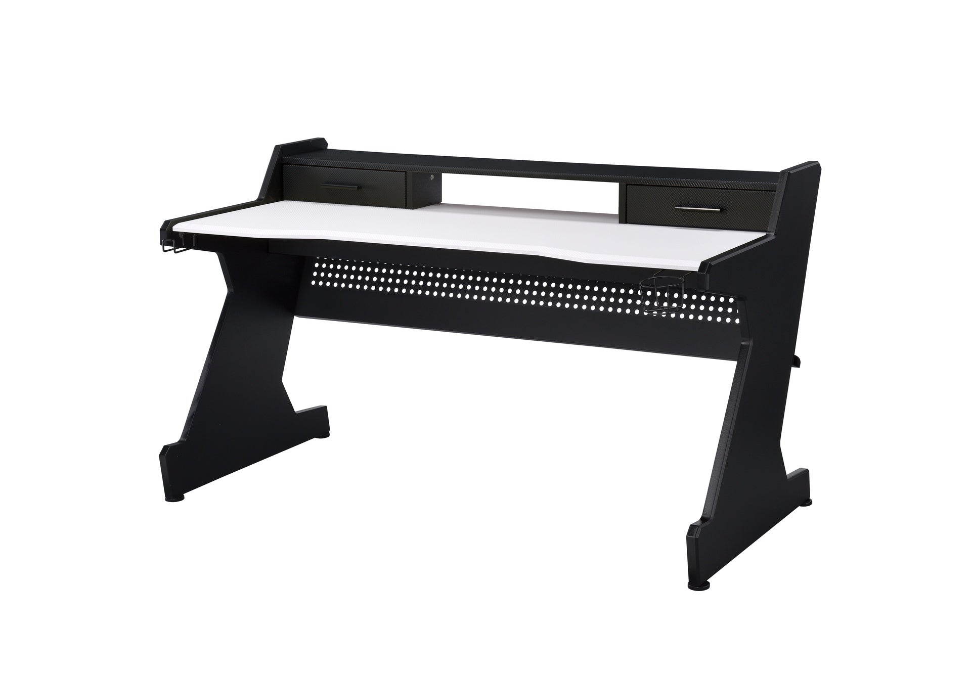 Black and White 2-Drawer Gaming Desk