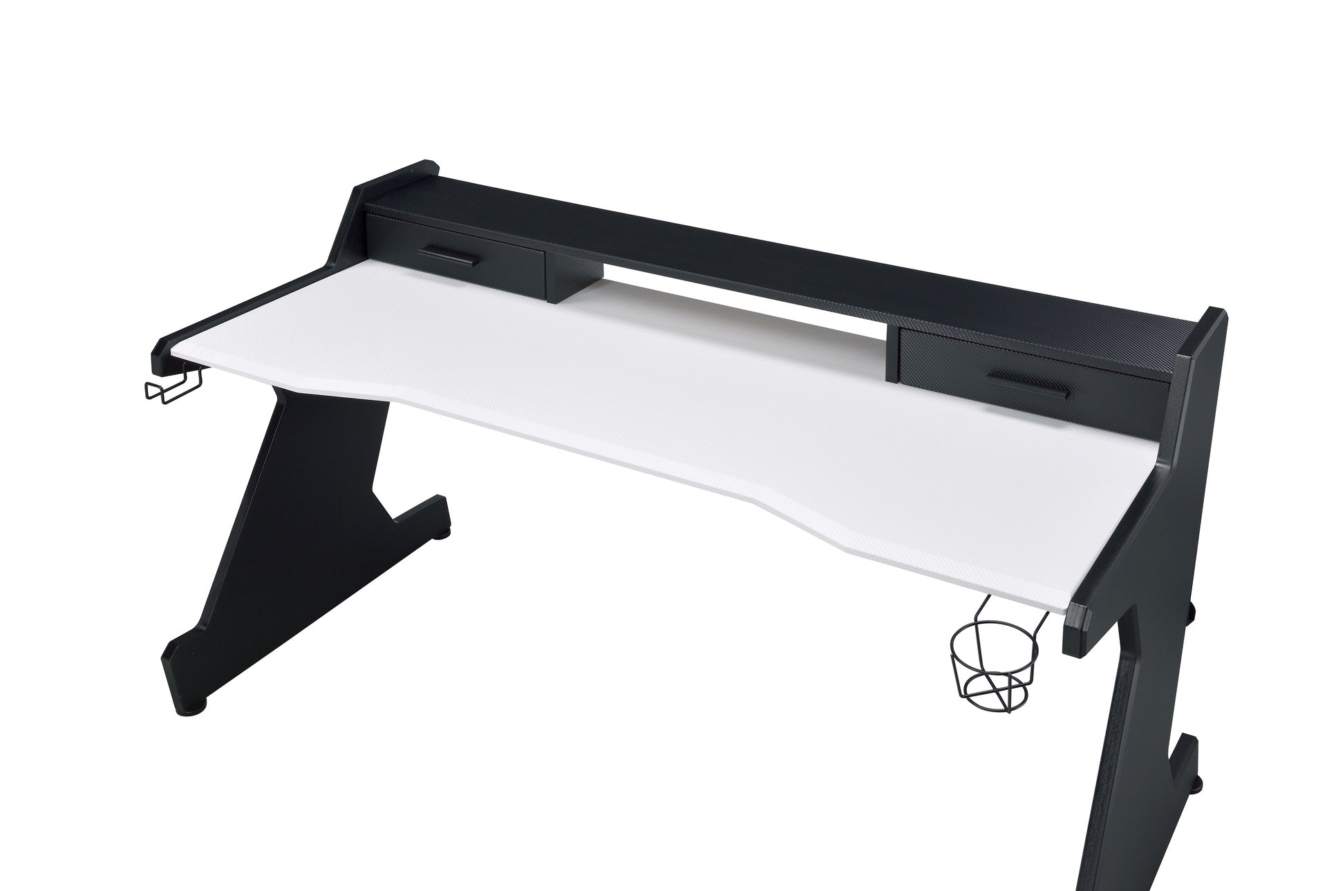 Black and White 2-Drawer Gaming Desk
