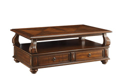 Walnut 4-Drawer Coffee Table with 1 Shelf