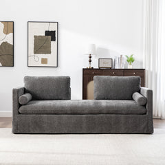 82.68" Wide Extra-large Double-seater Sofa, Chenille Upholstered, With Two Armrest Pillows And Two Backrest Pillows, Suitable For Bedrooms, Living Rooms, And Window Seating.Gray