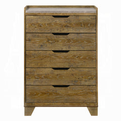 Transitional Brown Finish Bedroom Storage Chest With 5x Drawer Solid Rubberwood Furniture 1pc