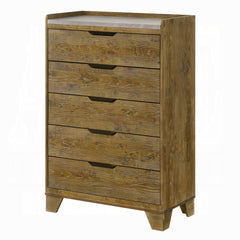 Transitional Brown Finish Bedroom Storage Chest With 5x Drawer Solid Rubberwood Furniture 1pc