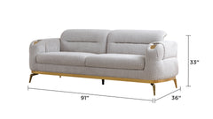 Zoe Modern style 2PC Living room set (Sofa + Loveseat) made with wood and Gold accents in Gray (CA Warehouse Inventory)