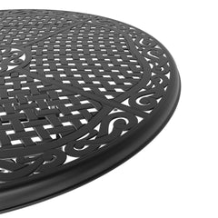 Outdoor Patio Dining Table 48 Inch Cast Aluminum with Umbrella Hole Black Frame