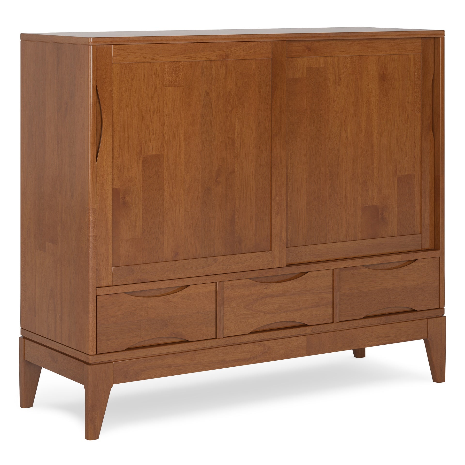 Harper 48 inch Wide Solid Hardwood Mid-Century Modern Medium Storage Cabinet in Teak Brown