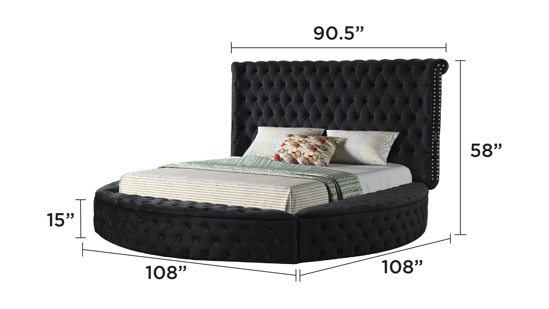 HAZEL Queen Size Tufted Upholstery Storage Bed made with Wood in Black (NJ INVENTORY)