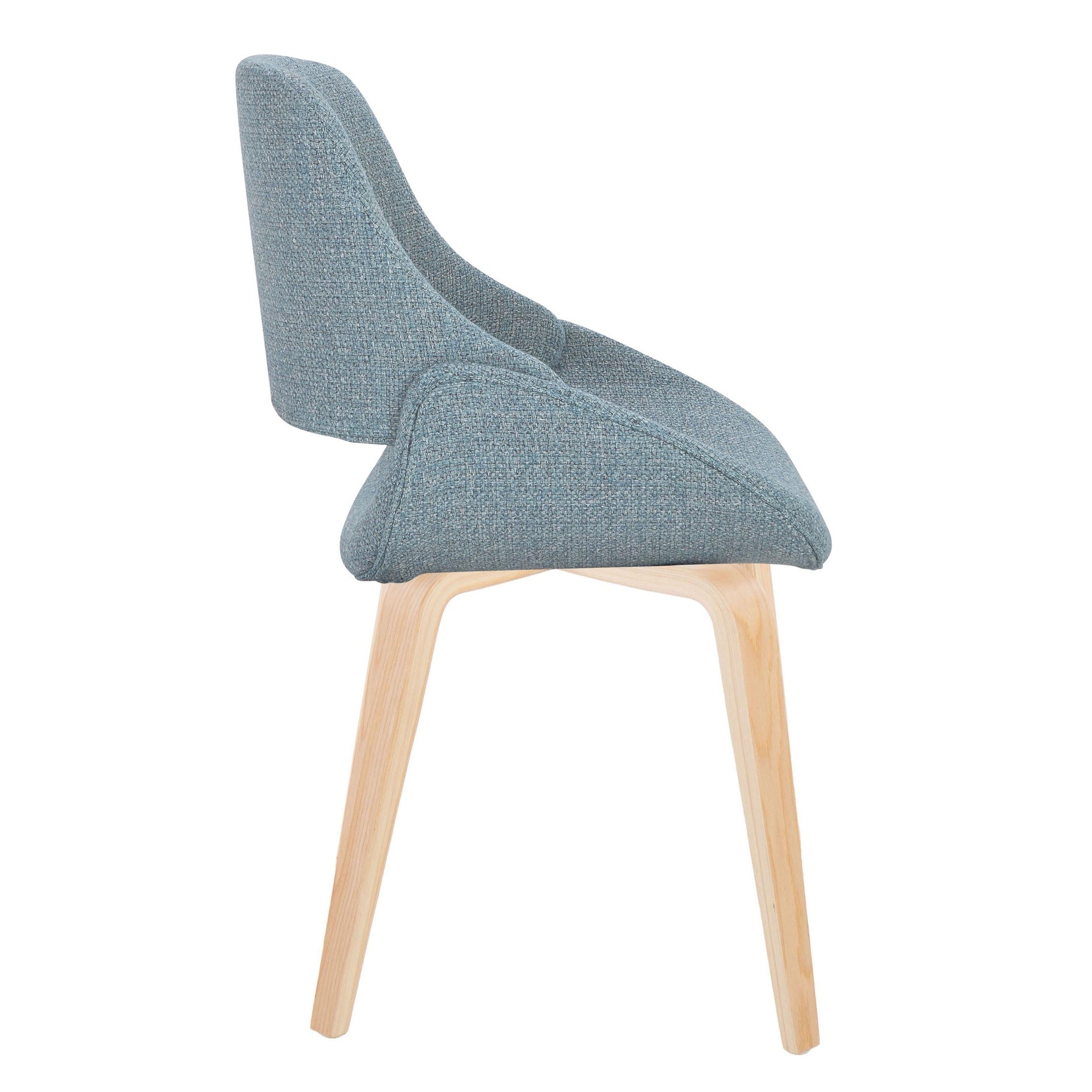 Fabrico Mid-Century Modern Accent/Dining Chair in Natural Wood and Blue Fabric by LumiSource - Set of 2