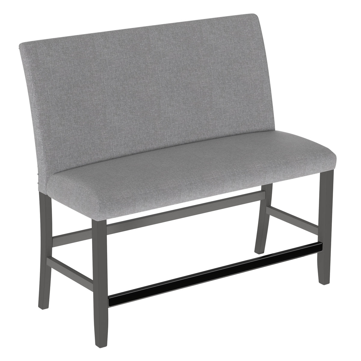 Gray Upholstered Bench With Back