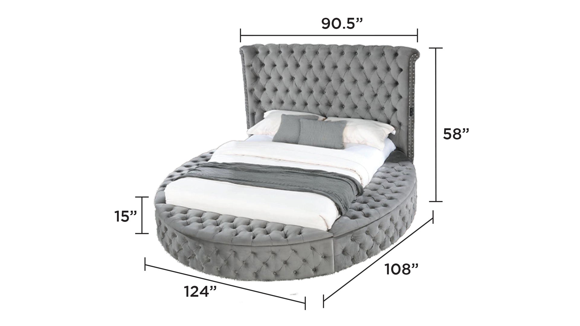 Hazel King Size Tufted Storage Bed made with Wood in Gray (NJ Inventory )