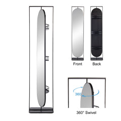 18" x 12" x78" Full Length Standing Mirror, 360° Swivel Floor Mirror  for Bedroom Living Room Vanity Entryway