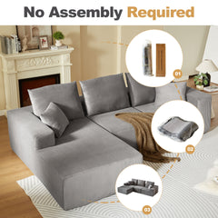 Modular Sectional Sofa with Chaise, Modern L Shaped Cloud Couch with Deep Seat, Sectional Couches for Living Room, Bedroom, Office, No Assembly Required