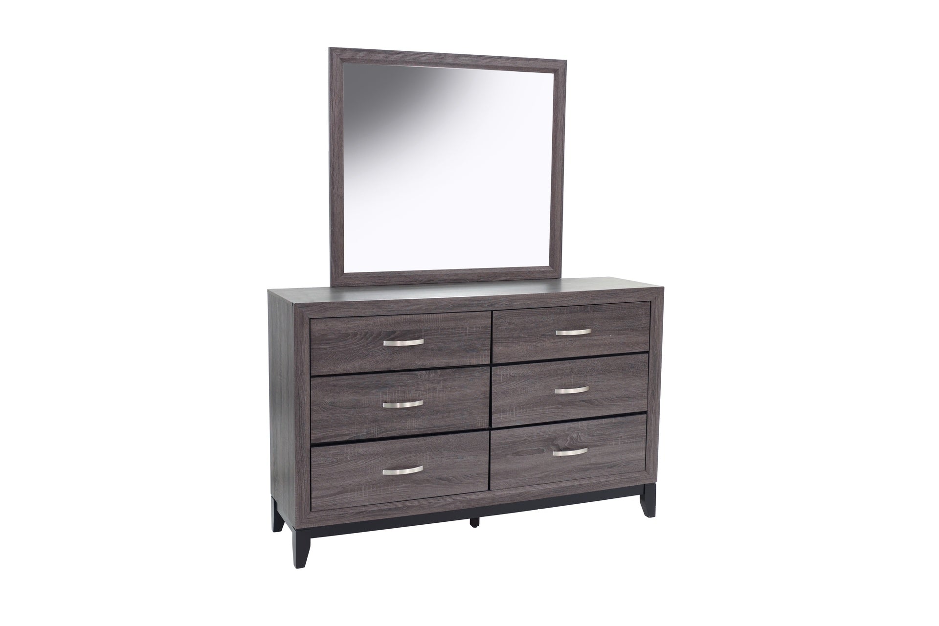Rustic Style 1pc Dresser Gray Finish Metal Handles Black Wooden Legs Bedroom Furniture