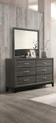 Rustic Style 1pc Dresser Gray Finish Metal Handles Black Wooden Legs Bedroom Furniture
