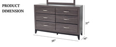 Rustic Style 1pc Dresser Gray Finish Metal Handles Black Wooden Legs Bedroom Furniture