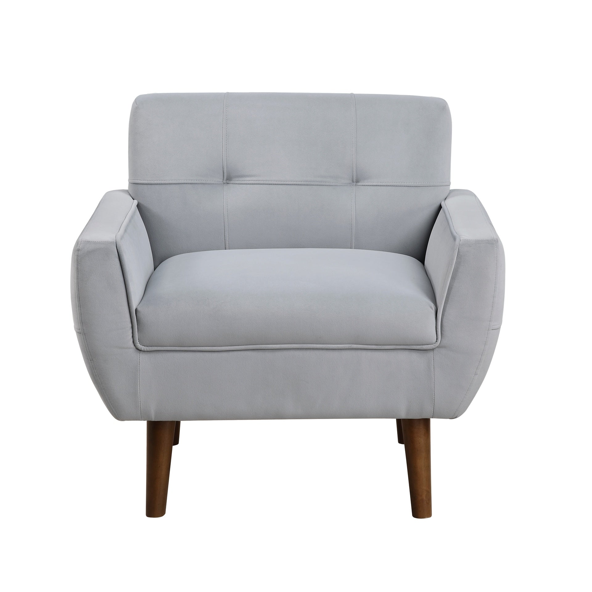 Gray Accent Chair Upholstered Velvet Cushion Seat Back Tufted Contemporary Living Room Furniture 1pc