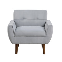 Gray Accent Chair Upholstered Velvet Cushion Seat Back Tufted Contemporary Living Room Furniture 1pc