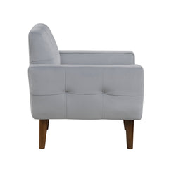 Gray Accent Chair Upholstered Velvet Cushion Seat Back Tufted Contemporary Living Room Furniture 1pc