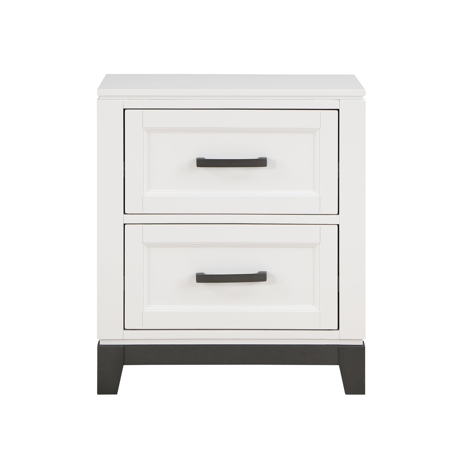 White Finish Nightstand with 2x Storage Drawers Wooden Bedroom Furniture 1pc