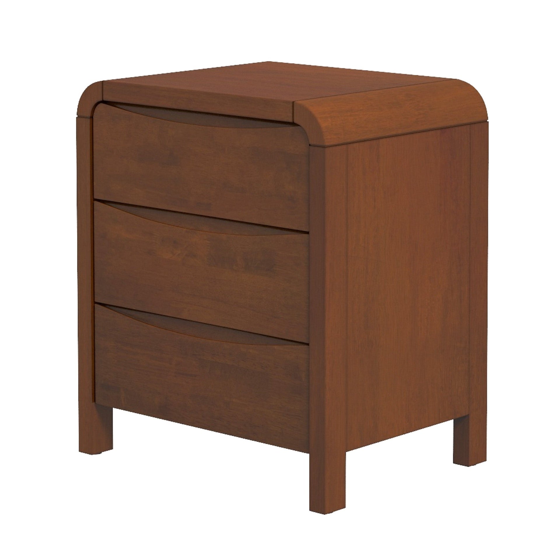 Lionel Mid Century Modern Solid Wood 3-Drawer Nightstand in Brown 23.6"H x 20.4"W x 15.7"D for Bedroom, Hallway, Entryway, Closet