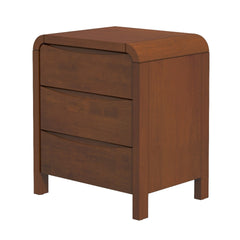 Lionel Mid Century Modern Solid Wood 3-Drawer Nightstand in Brown 23.6"H x 20.4"W x 15.7"D for Bedroom, Hallway, Entryway, Closet