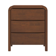 Lionel Mid Century Modern Solid Wood 3-Drawer Nightstand in Brown 23.6"H x 20.4"W x 15.7"D for Bedroom, Hallway, Entryway, Closet