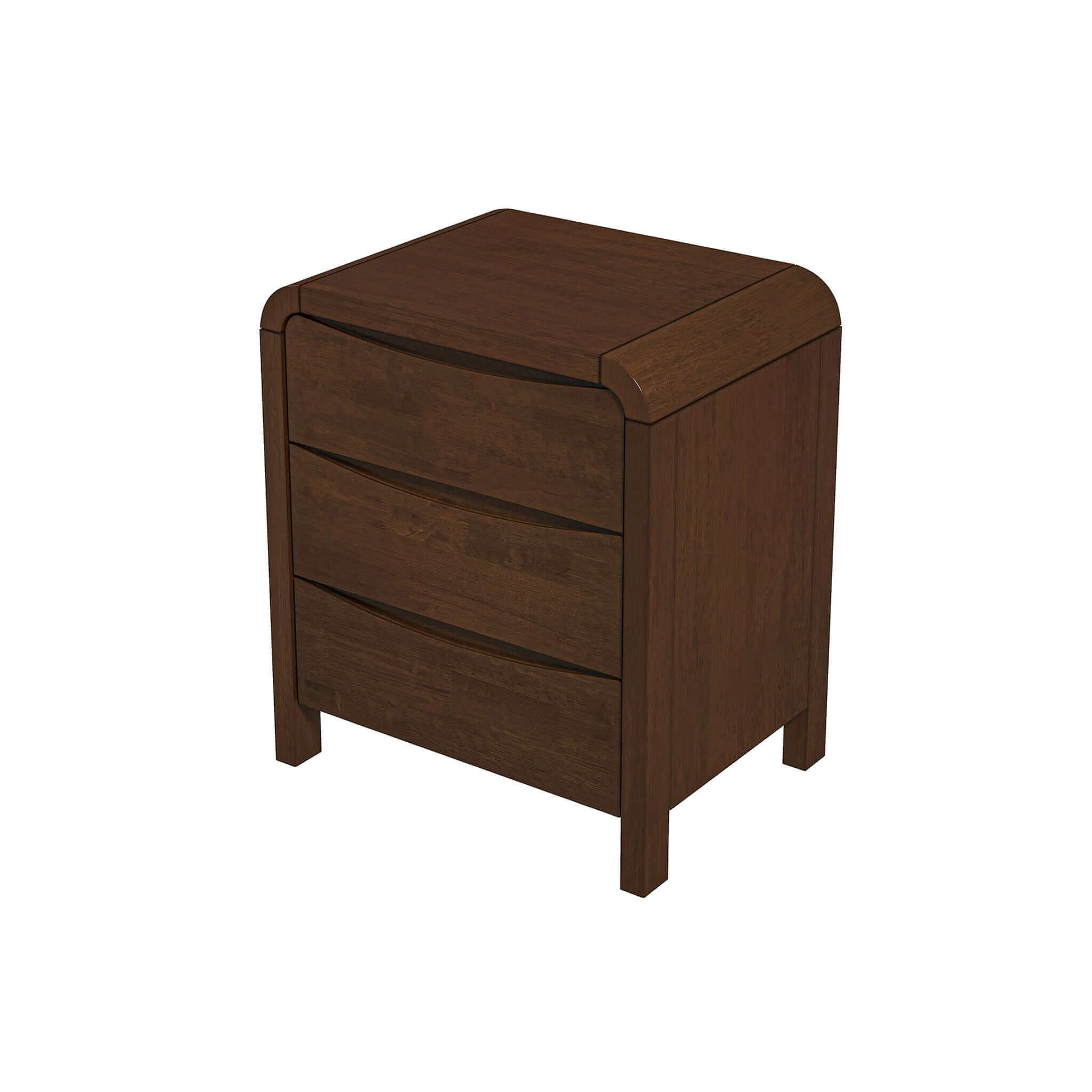 Lionel Mid Century Modern Solid Wood 3-Drawer Nightstand in Brown 23.6"H x 20.4"W x 15.7"D for Bedroom, Hallway, Entryway, Closet