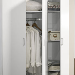 Donato 46"W White 3-Door Wardrobe Cabinet Armoire with Storage Shelves and Hanging Rod