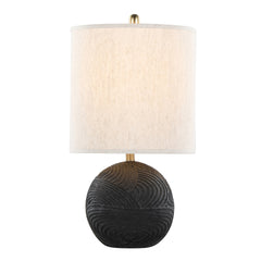 Kona 23" Contemporary Polyresin Table Lamp in Matte Black Polyresin, Modern Brass and Natural Linen Shade from Grandview Gallery by LumiSource - Set of 2