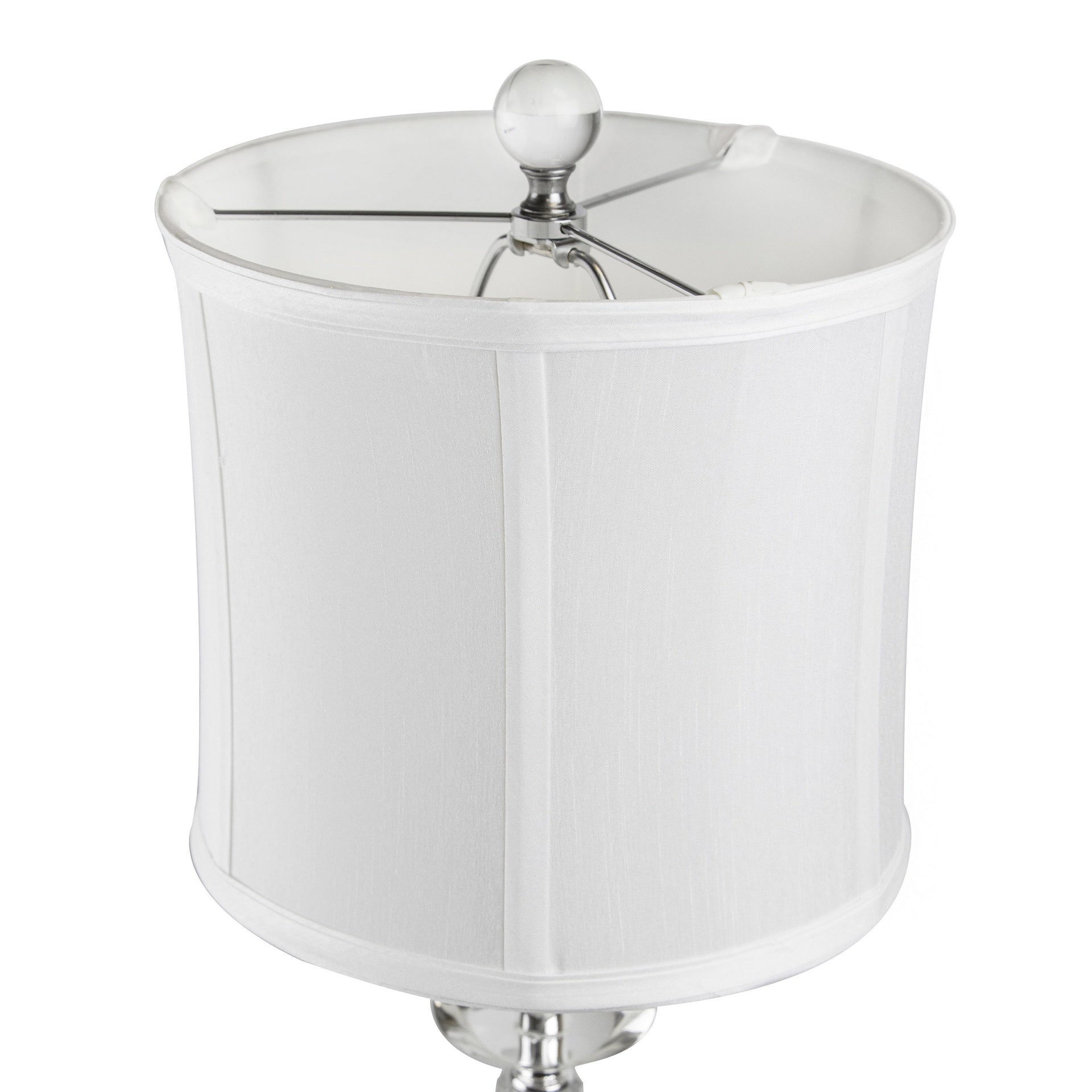 Karat 25.5" Contemporary Crystal Table Lamp in Clear K9 Crystal and Chrome Metal with White Linen Softback Shade from Grandview Gallery by LumiSource - Set of 2