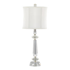 Karat 25.5" Contemporary Crystal Table Lamp in Clear K9 Crystal and Chrome Metal with White Linen Softback Shade from Grandview Gallery by LumiSource - Set of 2