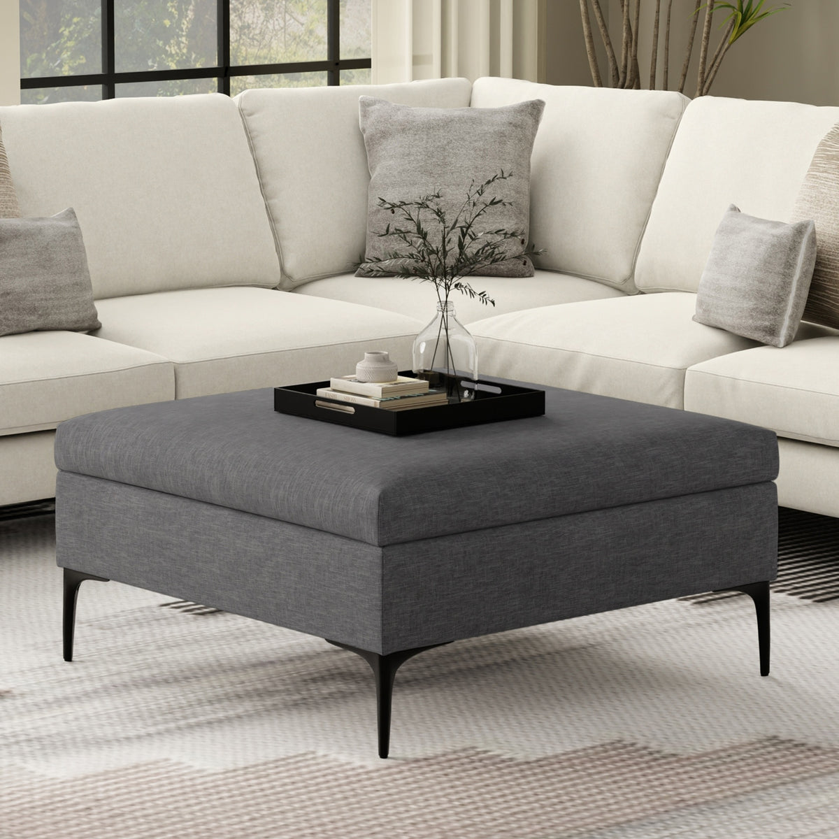 Rebecca Coffee Table Storage Ottoman with Lift Up Lid