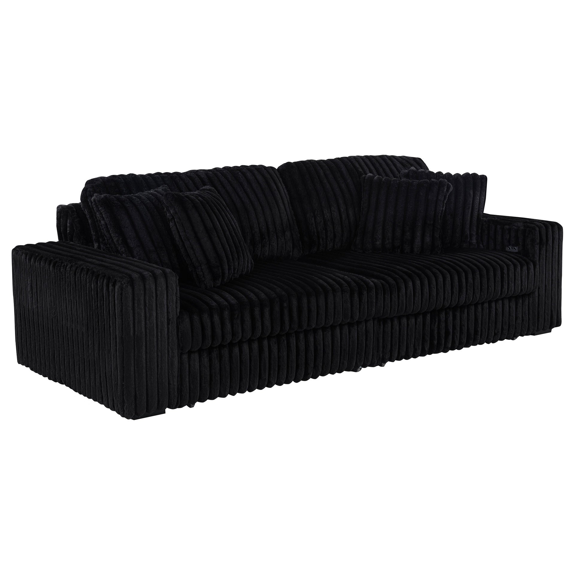 Clifford Black Upholstered Dual Power Chaise Sofa