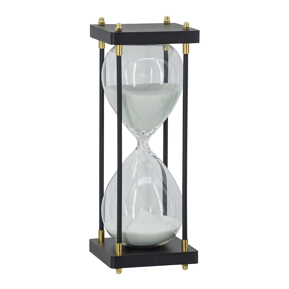 4.3x4.3x12" Hourglass With Wooden Frame, White