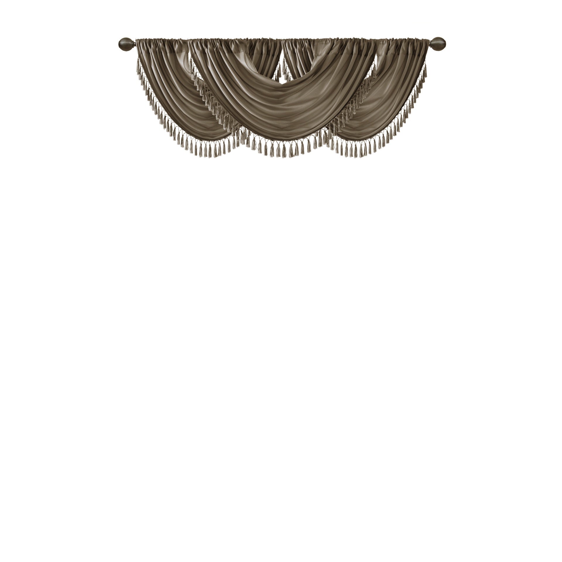 Faux Silk Waterfall Embellished Valance Bronze 38x46"