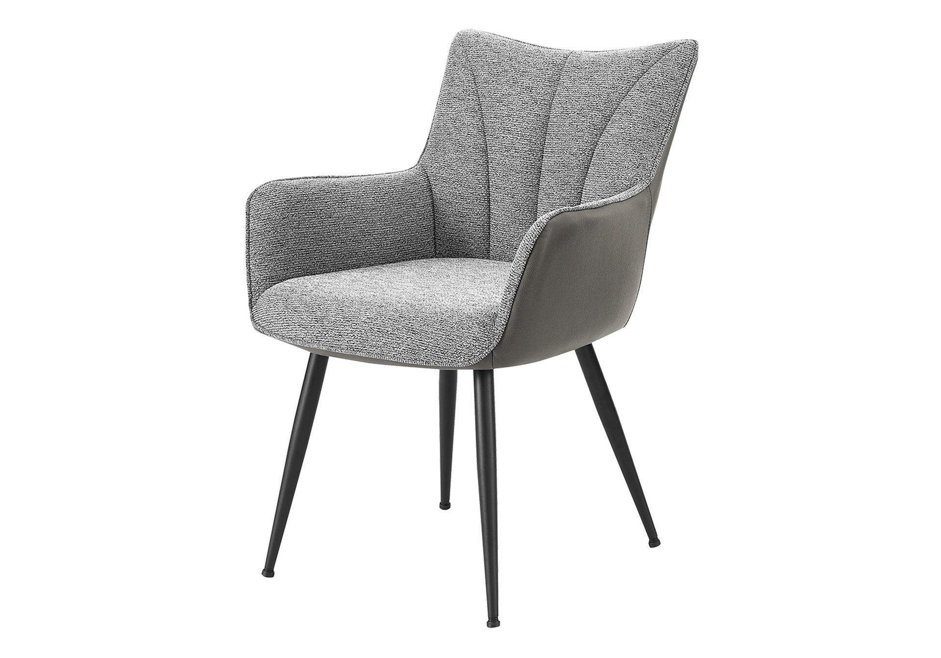 Dining Chair, 35" Height, Set Of 2, Upholstered, Side, Dining Room, Kitchen, Light Grey Fabric, Grey Leather Look, Contemporary, Modern