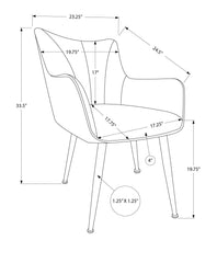 Dining Chair, 35" Height, Set Of 2, Upholstered, Side, Dining Room, Kitchen, Light Grey Fabric, Grey Leather Look, Contemporary, Modern