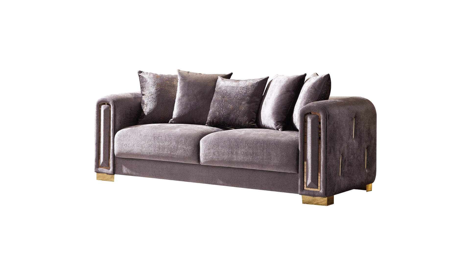 Impreza shimmering velvet upholstery, and metallic gold accents 2Pc Modern Living Room Set  in Silver (NJ INVENTORY)