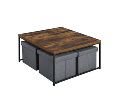 Caterina 35"W Weathered Oak Wood Grain 5 Piece Coffee Table Set